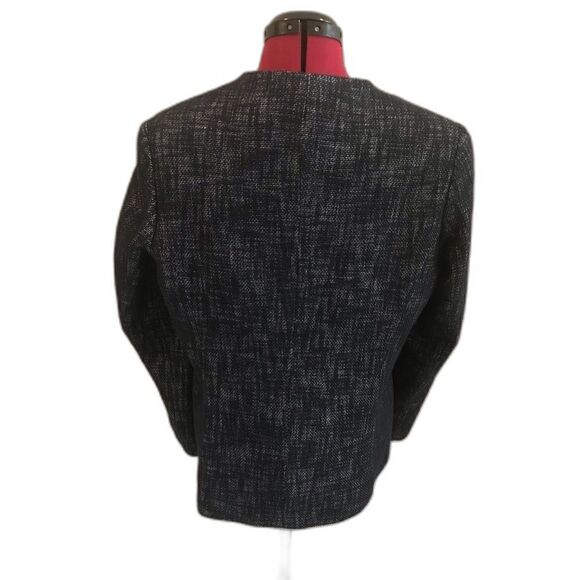 Coldwater Creek Blazer Women Size 10 Navy Tweed Cotton-Linen Blend Open Front - Picture 2 of 12